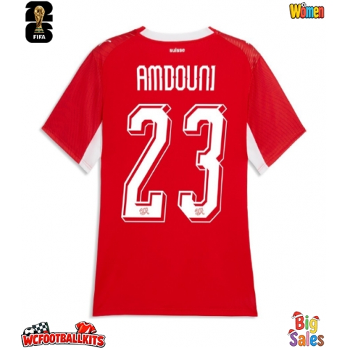 Switzerland Zeki Amdouni #23 Replica Home Stadium Shirt for Women World Cup 2026 Short Sleeve